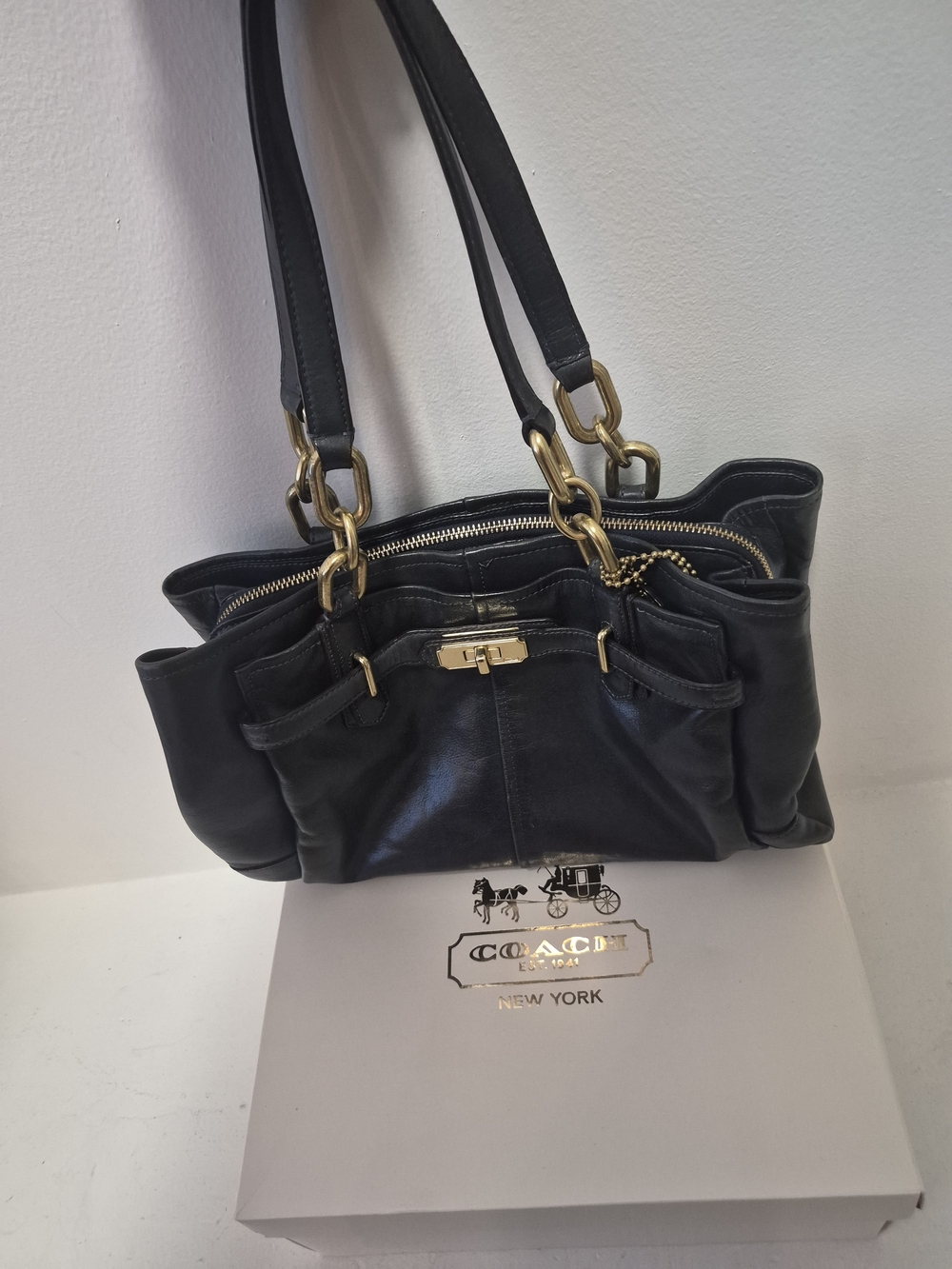 Coach Chelsea Jayden Caryall Satchel In Navy